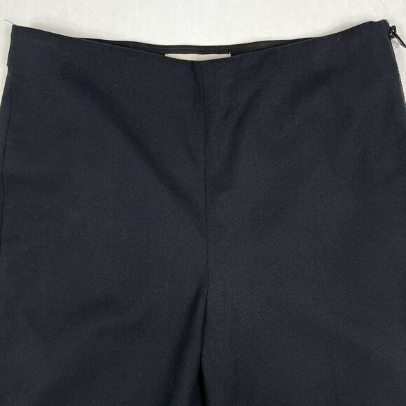 Everlane The Side-Zip Black Flat Front  Cotton Stretch Ankle Crop Pants Women 4 - Picture 3 of 9
